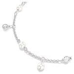 Imber bracelet Crystal pearl, Round cut, White, Rhodium plated